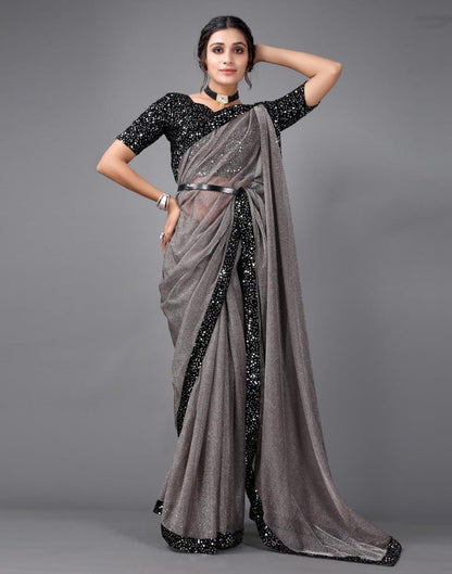 Grey Sequins Saree | Sudathi