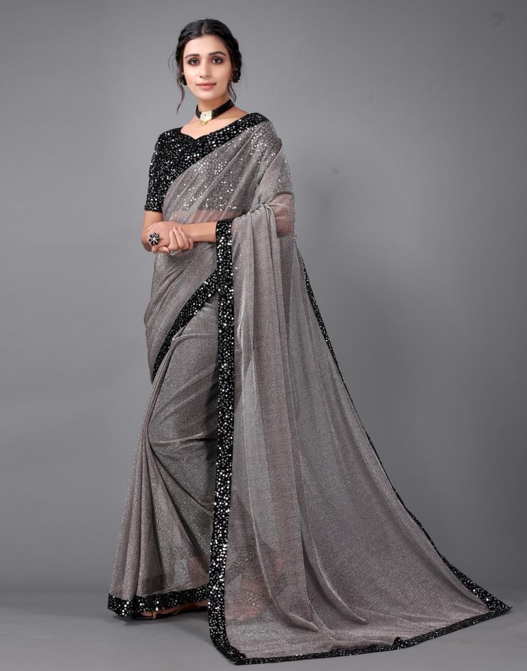 Grey Sequins Saree | Sudathi