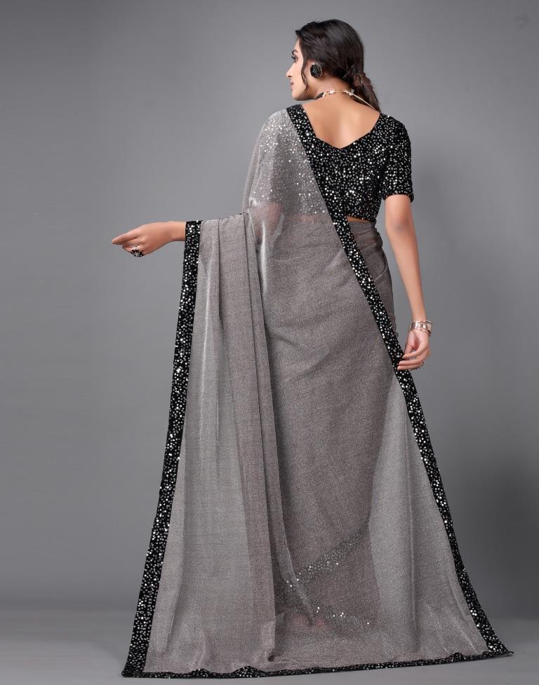Grey Sequins Saree | Sudathi