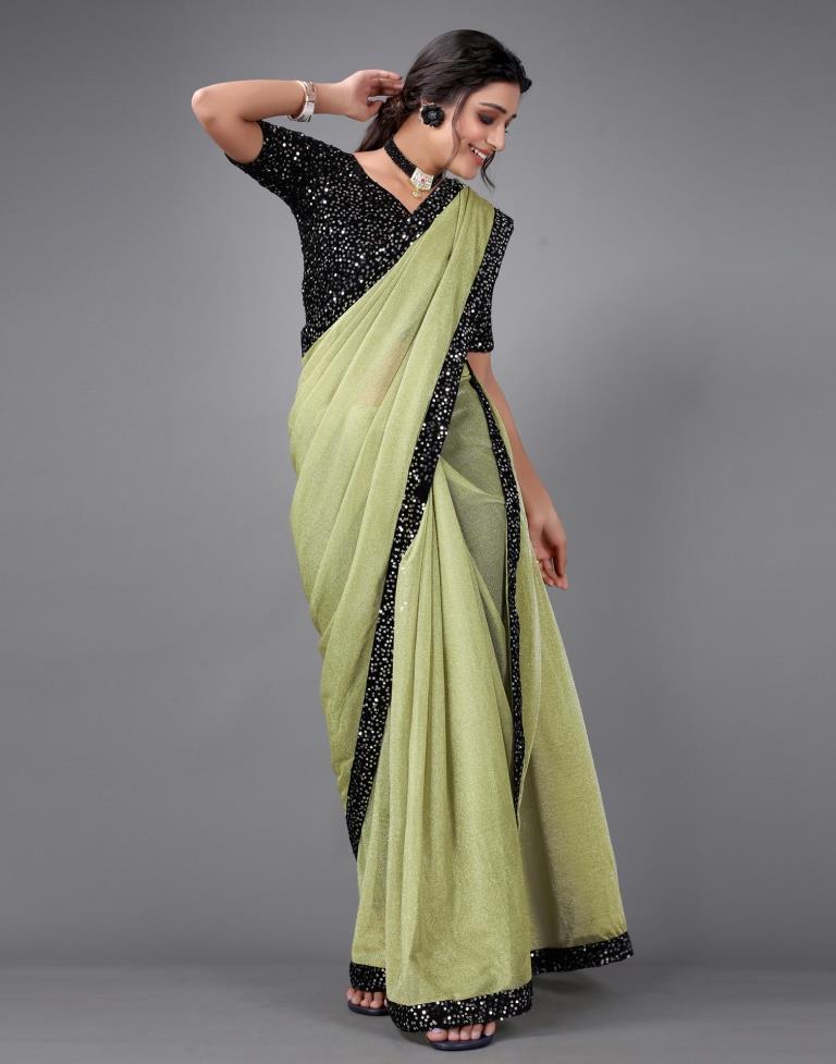 Pista Green Sequins Saree | Sudathi