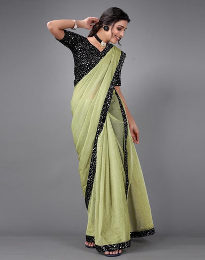 Pista Green Sequins Saree | Sudathi