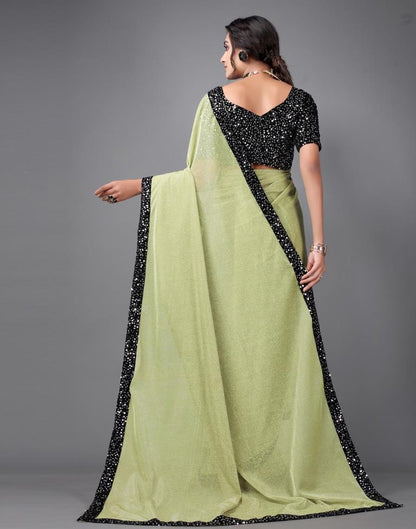 Pista Green Sequins Saree | Sudathi