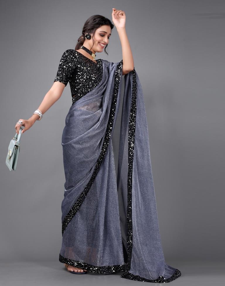 Steel Blue Sequins Saree | Sudathi