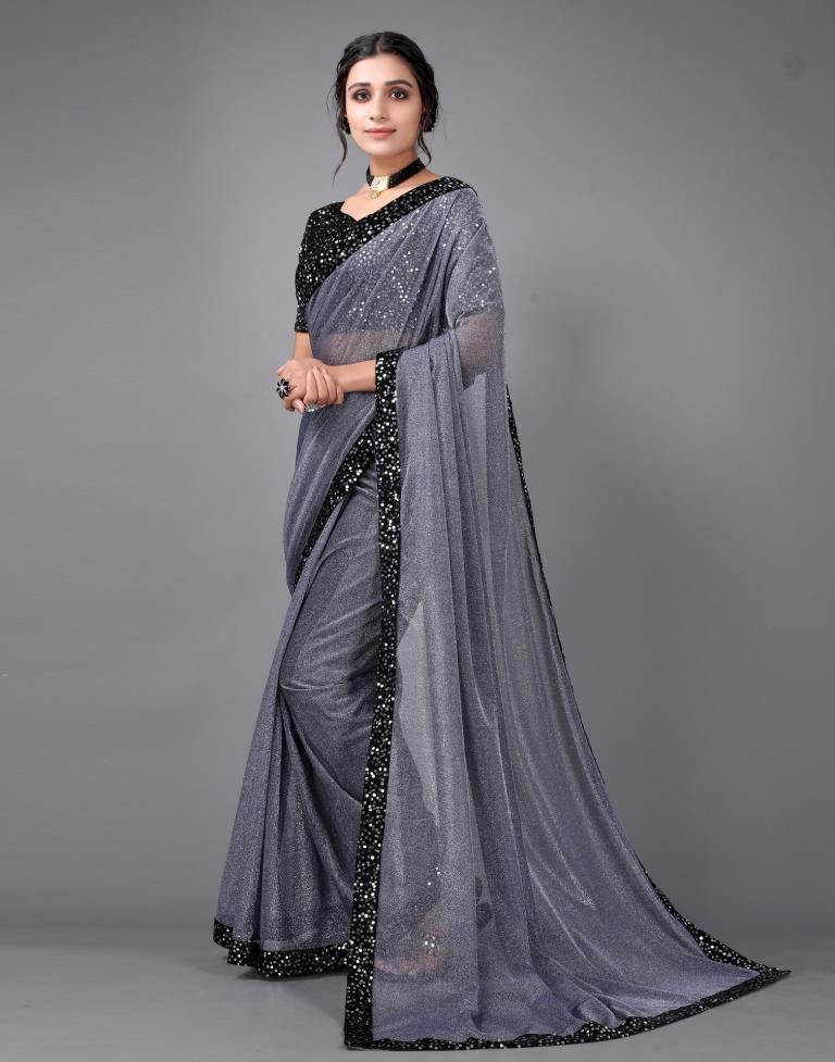 Steel Blue Sequins Saree | Sudathi