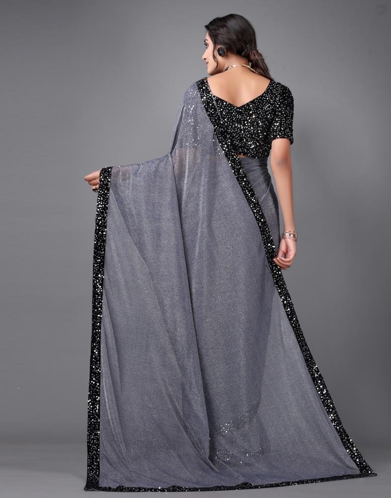 Steel Blue Sequins Saree | Sudathi