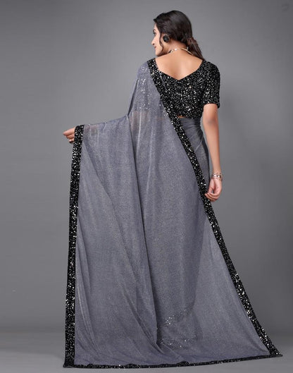 Steel Blue Sequins Saree | Sudathi