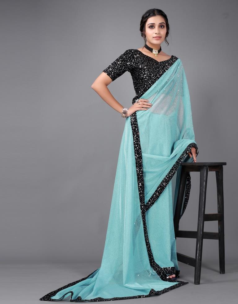 Blue Sequins Saree | Sudathi