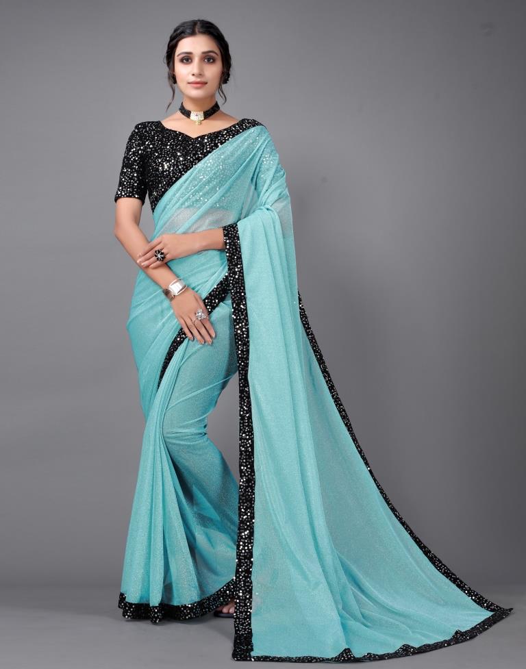 Blue Sequins Saree | Sudathi