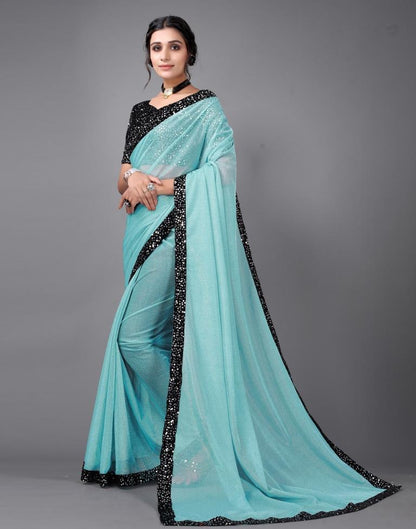 Blue Sequins Saree | Sudathi