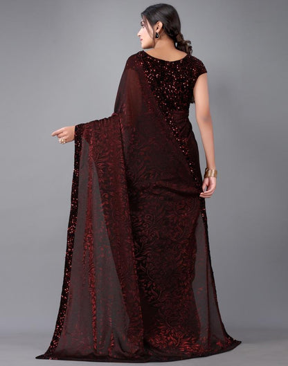 Maroon Woven Sequence Saree | Sudathi