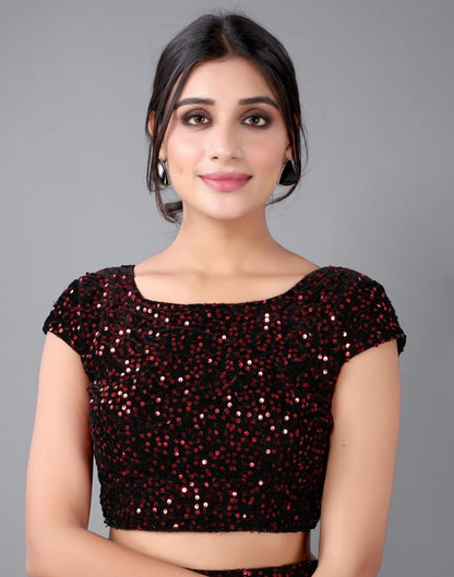 Maroon Woven Sequence Saree | Sudathi