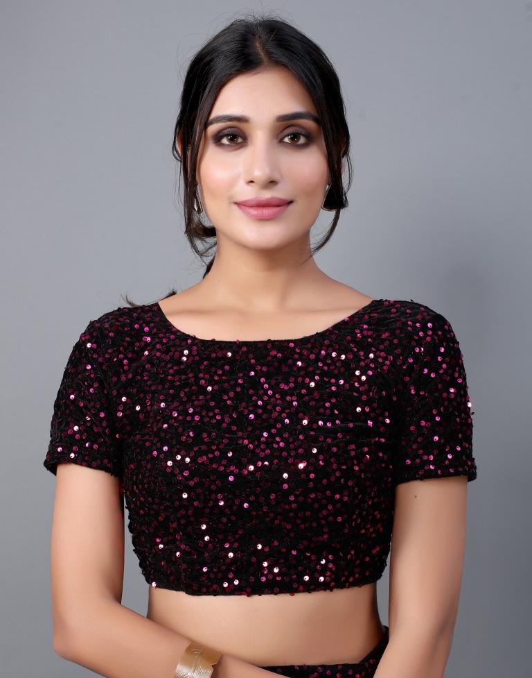 Wine And Black Woven Sequence Saree | Sudathi