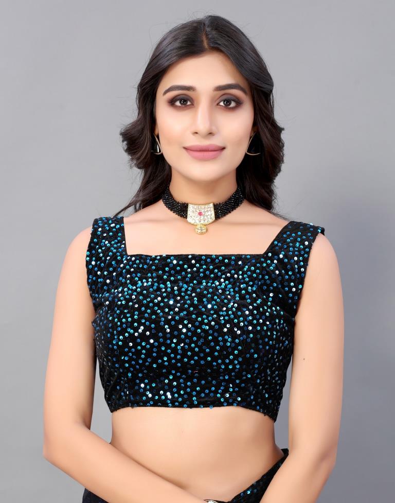 Violet And Black Woven Sequence Saree | Sudathi