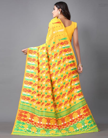 Yellow Jamdani Cotton Saree | Sudathi