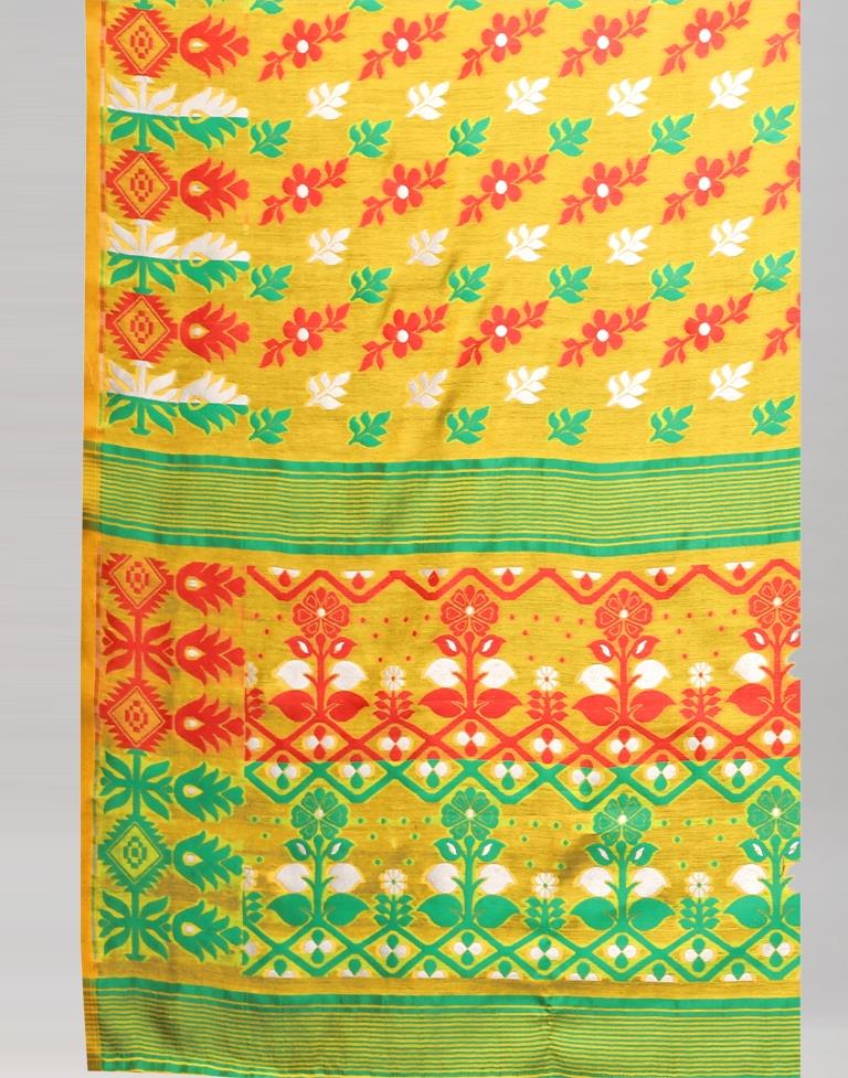 Yellow Jamdani Cotton Saree | Sudathi