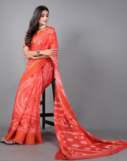 Coral Pink Cotton Saree | Sudathi