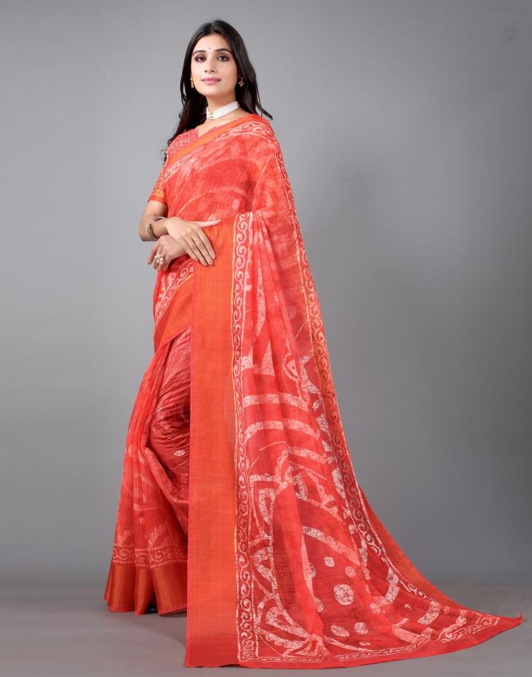 Coral Pink Cotton Saree | Sudathi