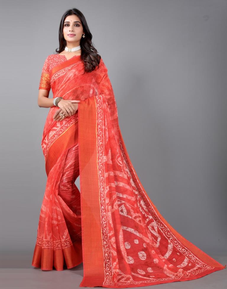 Coral Pink Cotton Saree | Sudathi