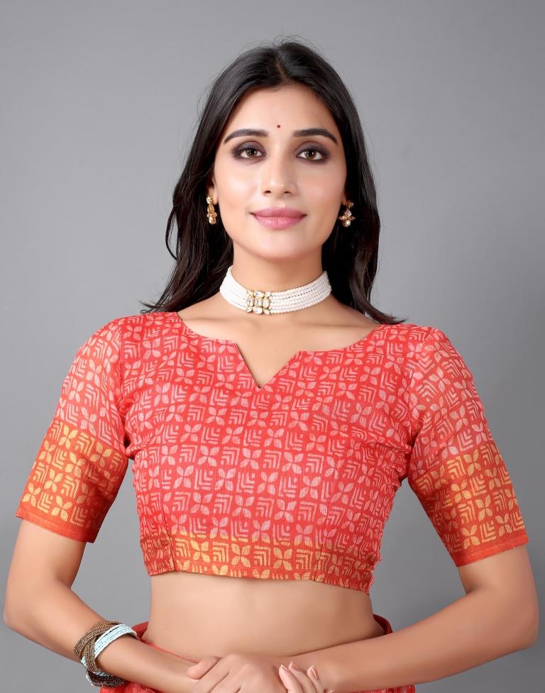 Coral Pink Cotton Saree | Sudathi