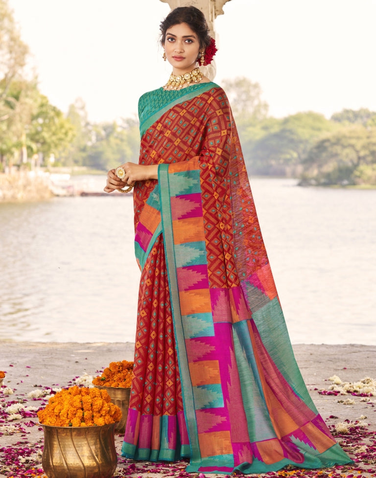 Red Cotton Saree | Sudathi