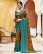 Khaki Brown Printed Saree | Sudathi