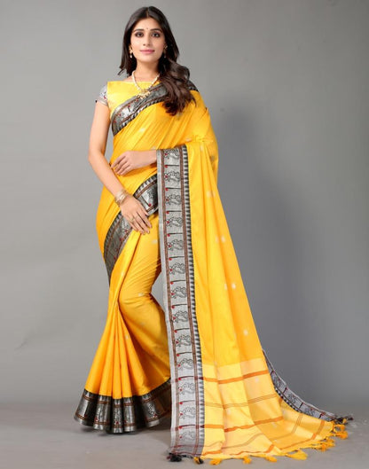 Yellow Weaving Cotton Saree