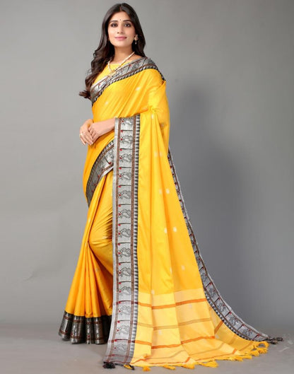 Yellow Weaving Cotton Saree