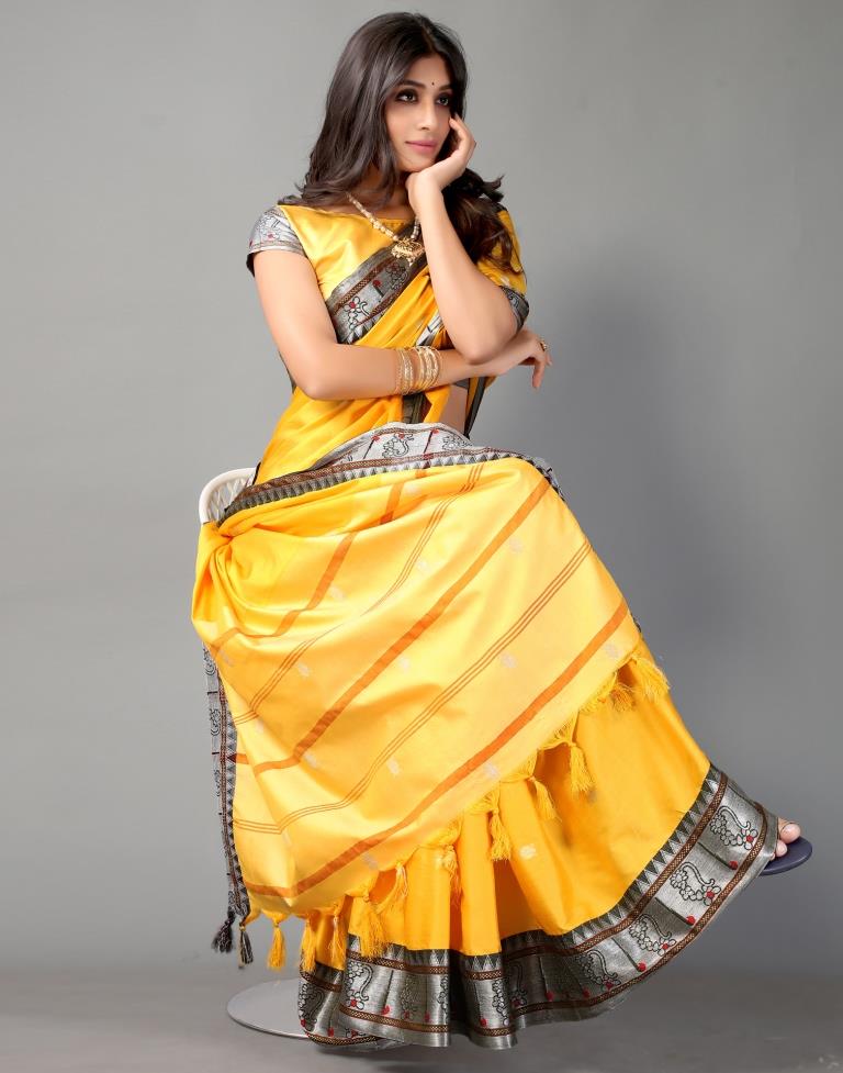 Yellow Weaving Cotton Saree