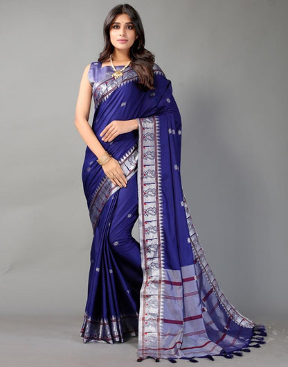 Royal Blue Weaving Cotton Saree
