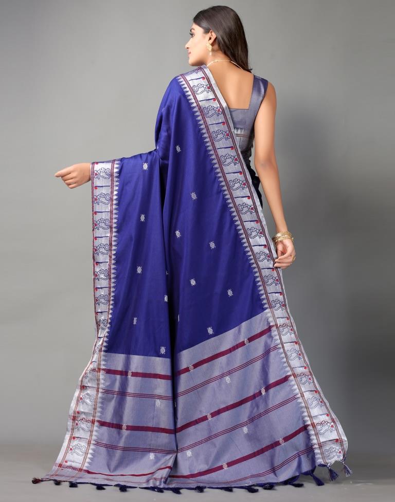 Royal Blue Weaving Cotton Saree