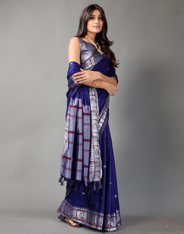 Royal Blue Weaving Cotton Saree