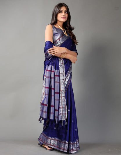 Royal Blue Weaving Cotton Saree