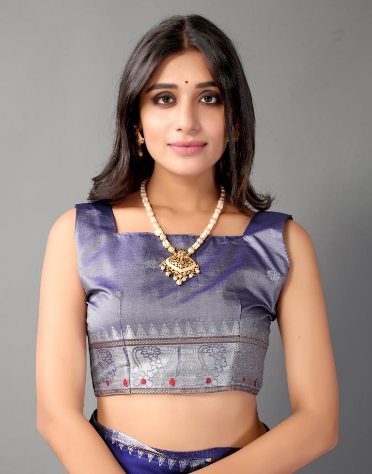 Royal Blue Weaving Cotton Saree