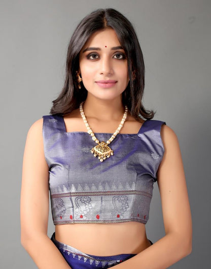 Royal Blue Weaving Cotton Saree