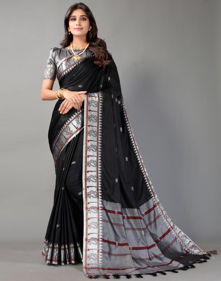 Black Weaving Cotton Saree
