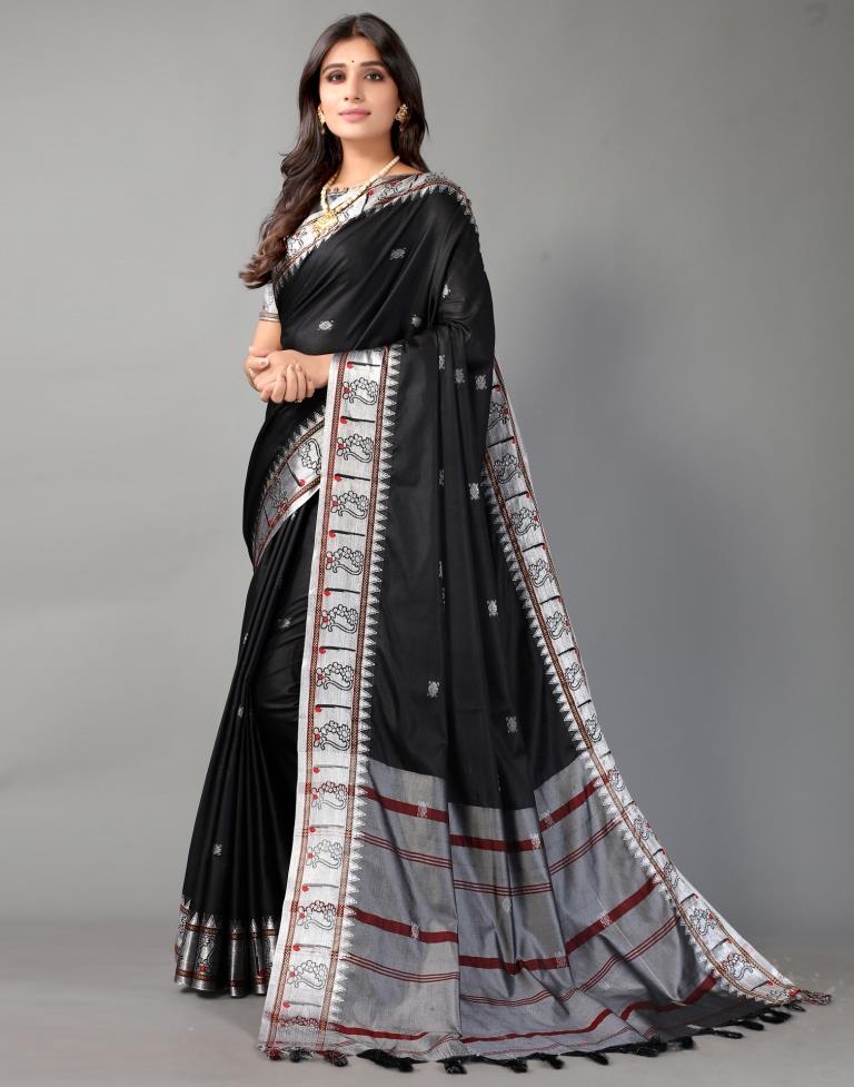Black Weaving Cotton Saree
