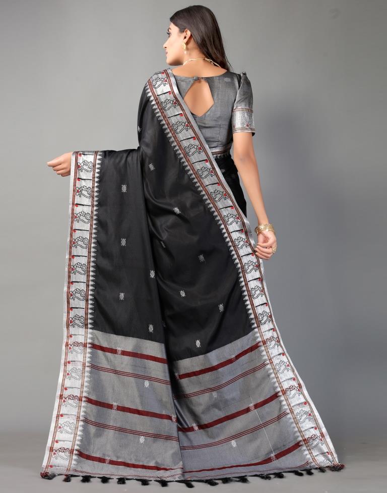 Black Weaving Cotton Saree