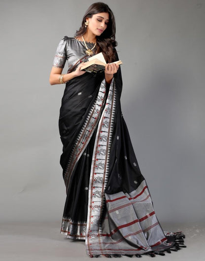 Black Weaving Cotton Saree