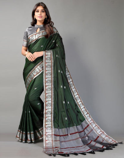 Dark Green Banarasi Silk Saree