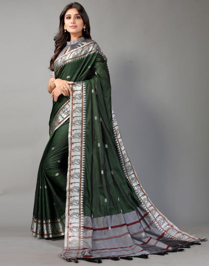 Dark Green Banarasi Silk Saree