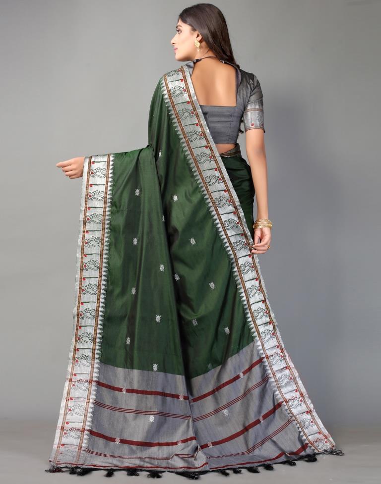Dark Green Banarasi Silk Saree