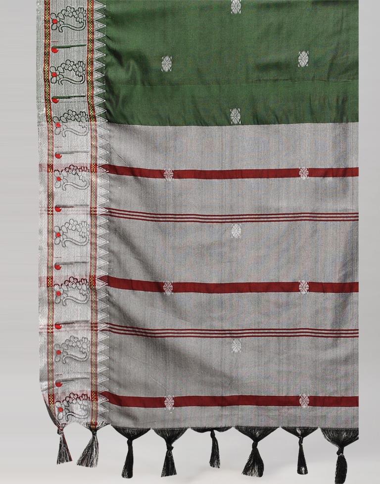 Dark Green Banarasi Silk Saree