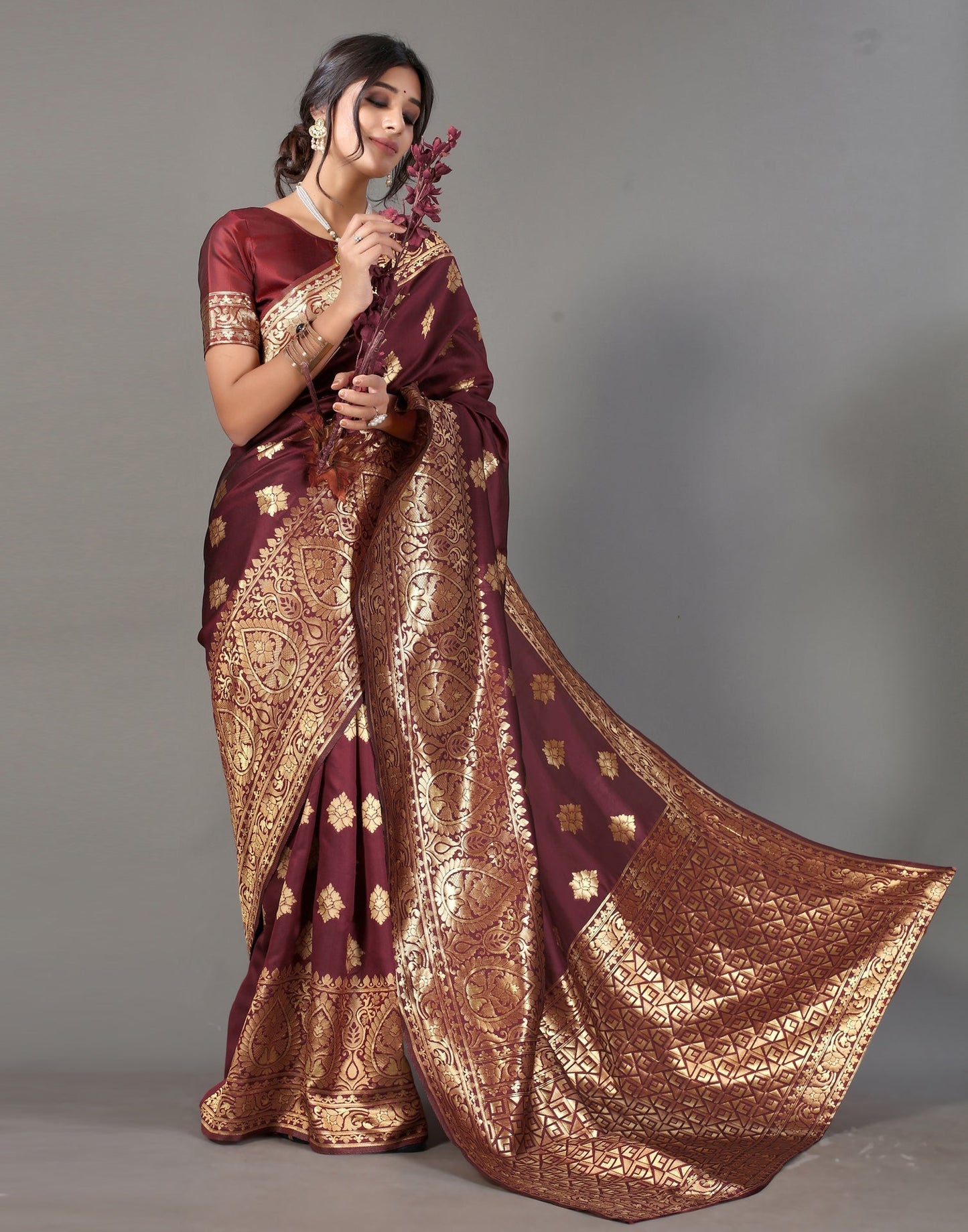 Maroon Silk Saree | Sudathi