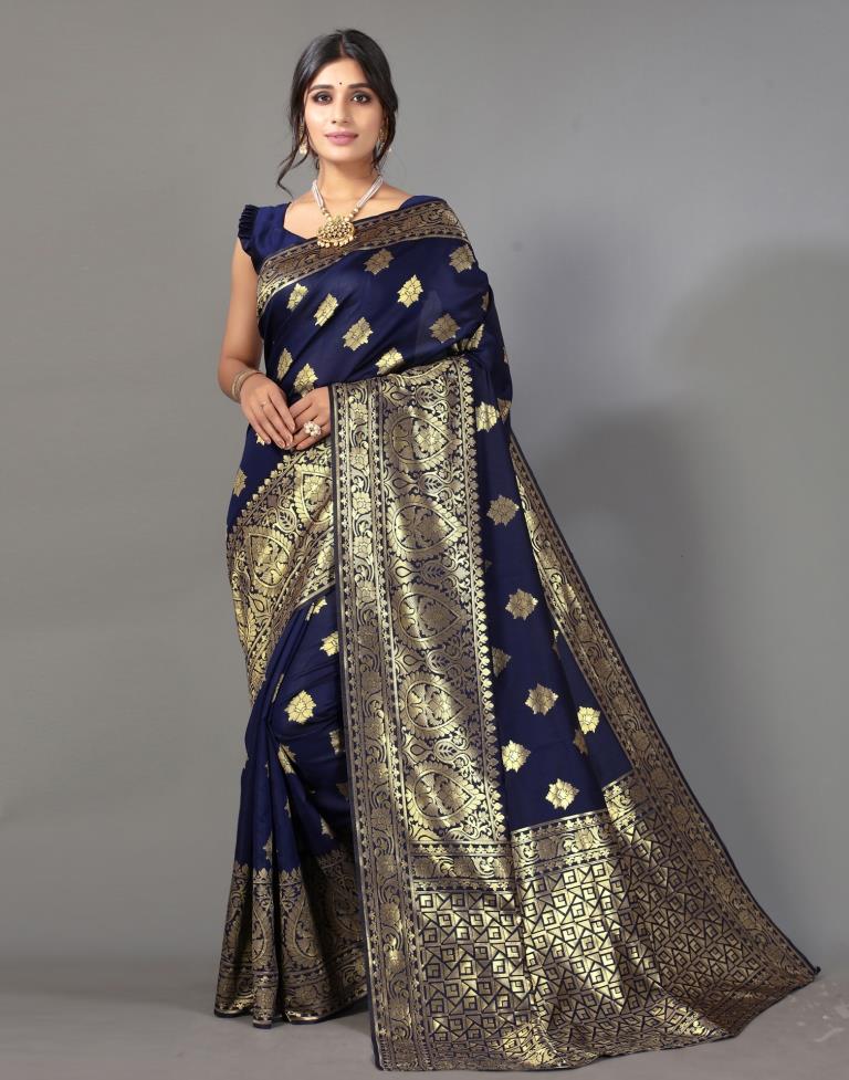 Navy Blue Silk Saree | Leemboodi