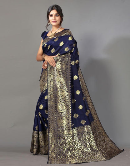 Navy Blue Silk Saree | Leemboodi