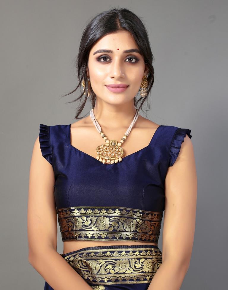 Navy Blue Silk Saree | Leemboodi