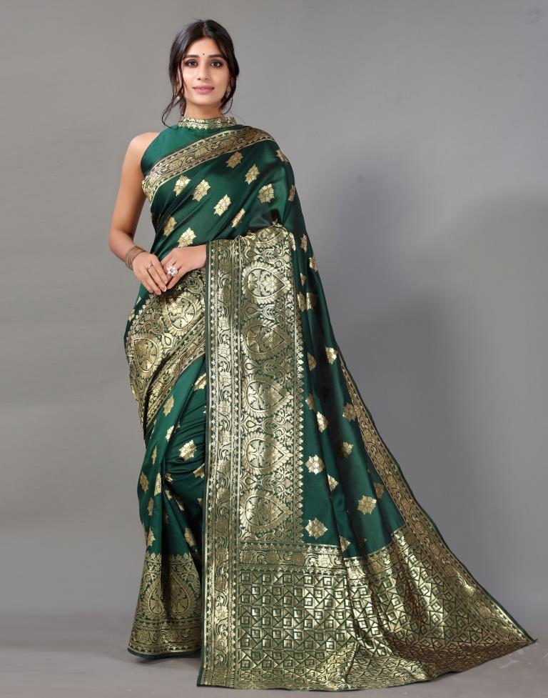 Bottle Green Silk Saree | Leemboodi