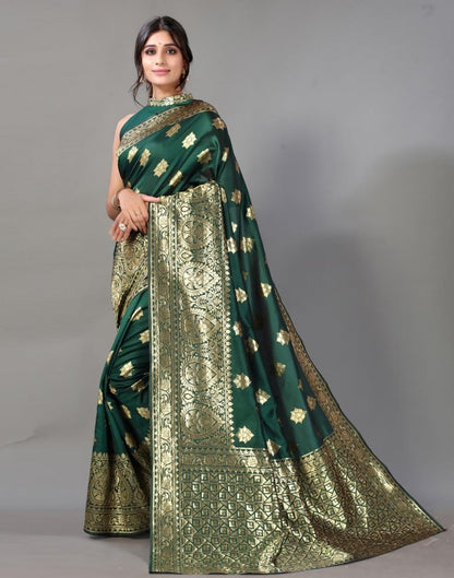 Bottle Green Silk Saree | Leemboodi