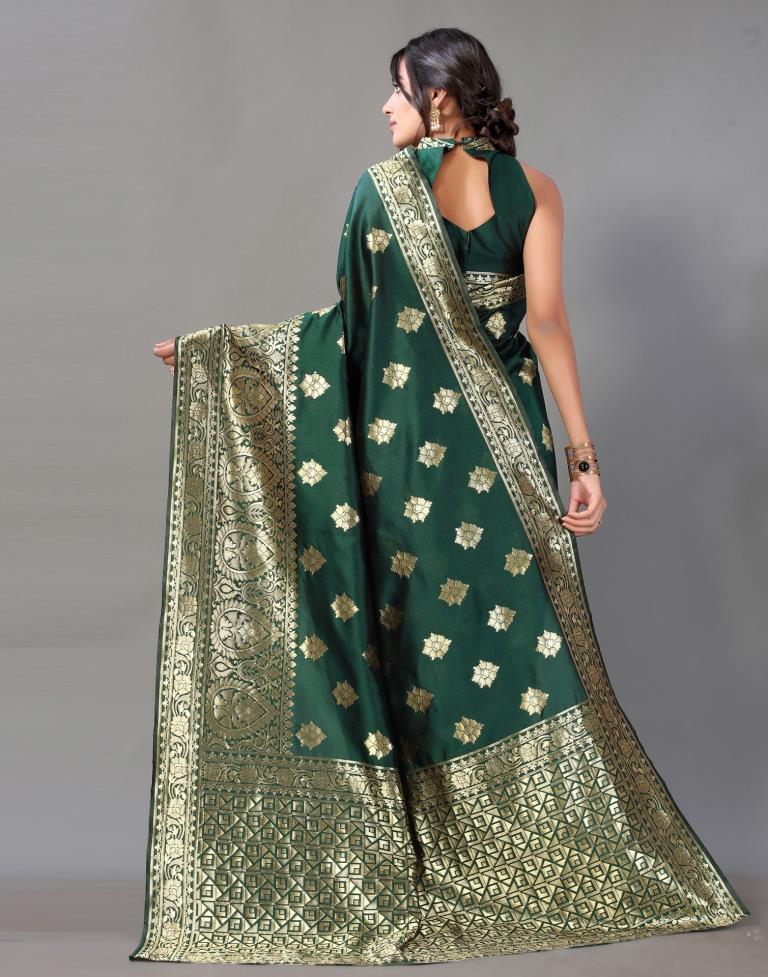 Bottle Green Silk Saree | Leemboodi