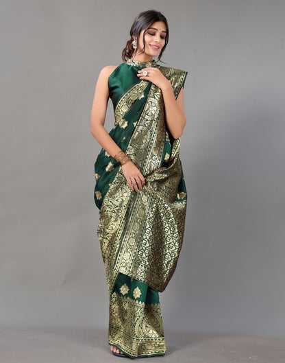 Bottle Green Silk Saree | Leemboodi